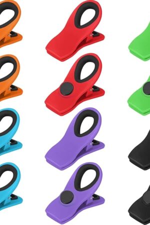 VNDUEEY 12 Pack Magnetic Chip Clips for Food Packages, Kitchen Clips With Magnet for Refrigerator, Plastic Assorted Colors for Food Storage