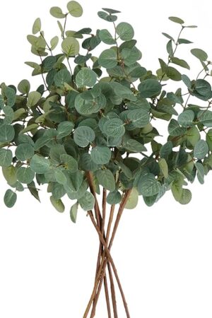Beferr 6Pcs Artificial Eucalyptus Stems Greenery Stems 24" Tall Fake Plants Decor Faux Floral Stems for Vase Home Party Wedding Decorations