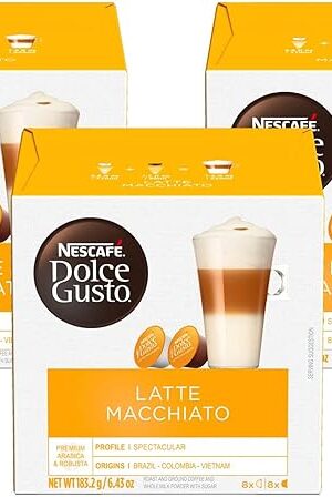 Dolce Gusto Nescafe Coffee Pods, Latte Macchiato, 16 Count (Pack of 3)