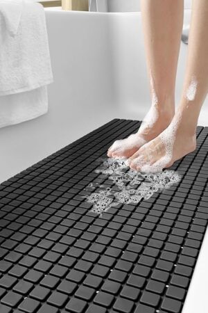 DEXI Non Slip Bathtub Mat with Suction Cups and Drain Holes, Machine Washable
