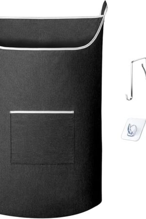 XL Hanging Laundry Hamper Bag, Black Door Hanging Hamper with Large Openging Hanging Laundry Hamper Storage Bag Large Size 36X22 Inch (Black)