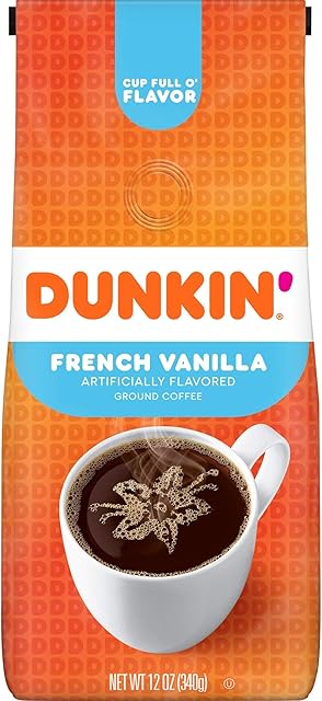 Dunkin' French Vanilla Flavored Ground Coffee, 12 Ounce (Pack of 1)