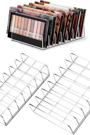 2 Pack Acrylic Makeup Eyeshadow Palette Organizer, 7-Slot Display Case, Set of 2, Cosmetic Display Storage Holder fit Eyeshadow Palette, CD, Phone Case, Facial Mask, Clear Cosmetic Organizer