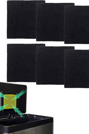 6 Pack Trash Can Odor Absorbing Filter Refills for EKO Garbage Cans, Activated Charcoal Deodorizer Compatible with EKO Step and Touchless Trash Cans with Built-in Filter Compartment