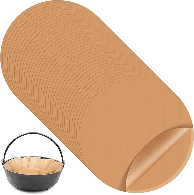 40 Pcs 20 Inch Round Parchment Paper Dutch Oven Liners Disposable Unbleached Baking Paper for Cake Pan, Air Fryer, Steamer, BBQ Party, Cakes, Pizza, Meats and Vegetables