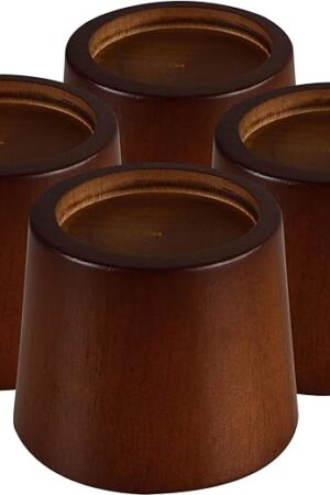 Wood Bed Furniture Risers Blocks - 3 inch Set of 4 Bed Risers, Heavy Duty Solid Wood Round Risers, Sofa Riser with Non-Slip Pad, Create Storage Space and Easy Cleaning for The Sweeper