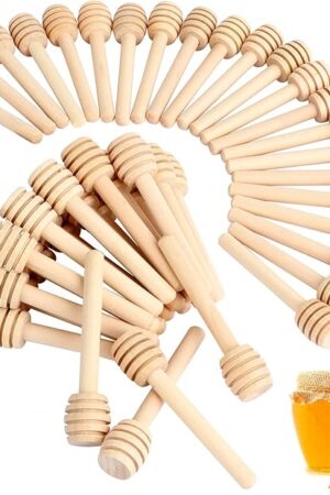 51 PCS Honey Sticks Dipper, 3 Inch Mini Wooden Honeycomb Sticks, Small Honey Stirrer Stick, Honey Sticks for Honey Jar Dispense Drizzle Honey and Wedding Party Favors Gift