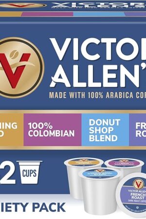 Victor Allen's Coffee Variety Pack (Morning Blend, 100% Colombian, Donut Shop Blend, French Roast), 42 Count, Single Serve Coffee Pods for Keurig K-Cup Brewers