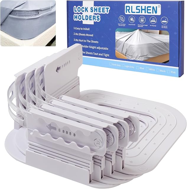 Adjustable Sheet Clips Keep Sheets in Place, Fitted Bed Sheet Holders Keep Sheets Firm & Tight for Bed Concers Creative Bed Accessories