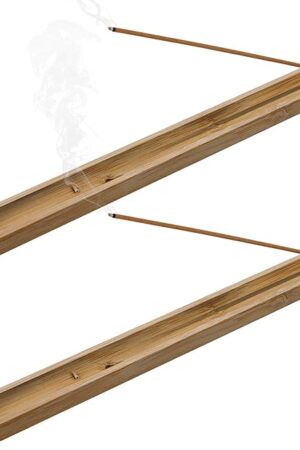 2 Pieces Natural Bamboo Incense Stick Holder Home Incent Burner with Ash Catcher