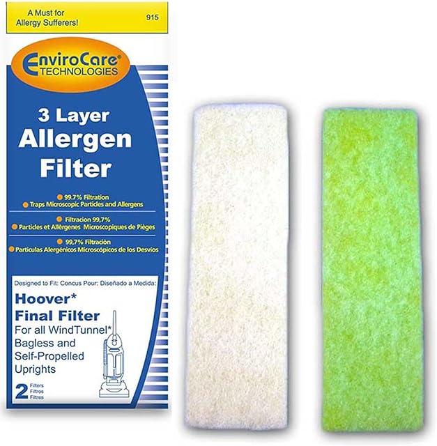 EnviroCare Premium Replacement 3 layer Final Vacuum Cleaner Filters made to fit Hoover WindTunnel Self Propelled, Bagless, Upright, Widepath, Empower, Foldaway, PowerMax Vacuum Cleaners, 2 Filters