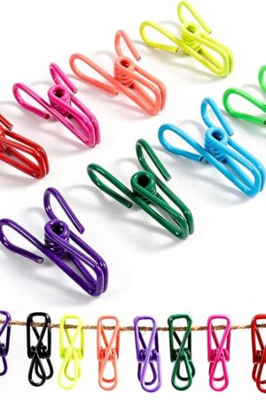 30 Pcs Chip Clips, Multi-Colored PVC Coated High Elastic Strength Clips for Food Package, Clothes Pins and Bag Clip,2 Inch
