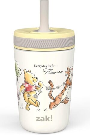 Zak Designs Disney Winnie the Pooh 12oz Insulated Toddler Sippy Cup | Vacuum Insulated | Leak-Proof Design | Stainless Steel | For Travel or At Home | Perfect For Kids | Kelso Series