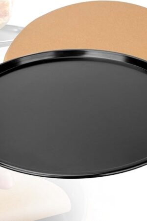 13 Inch Pizza Pan for Breville Smart Oven - Compatible with Breville Accessories BOV800XL, BOV845BSS Countertop Oven Round Pizza Tray Replacement, Nonstick Pizza Baking Pan with 50 Pcs Baking Pape Set