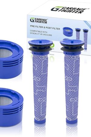 4 Pack Vacuum Filter Replacement Kit for Dyson V8+, V8, V7 Absolute Animal Motorhead Vacuums, 2 HEPA Post Filters, 2 Pre Filters, Replaces Part # 965661-01 & 967478-01