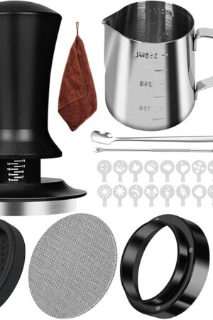 Y-Step 25 PCS Espresso Accessories Kit, Espresso Tamper Kit Coffee Tamper Set, 51mm Espresso Tamper with Spring Loaded Calibrated, 51mm Espresso Puck Screen and Dosing Funnel, WDT Tool, Latte Art Kit
