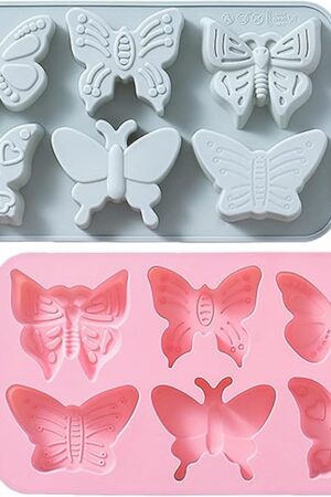 2 PACK 6 Design Butterfly Shaped Silicone Molds, 3D Butterfly Themed Baking Mould Tray DIY Baking Tool for Chocolate Cake Dessert Candy Mousse Pastry Candy Polymer