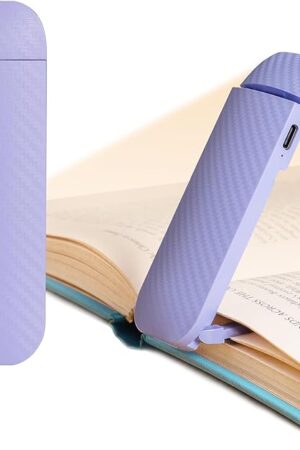 Book Reading Light, Rechargeable Clip on Booklight, Eye Caring 3 Color Temperatures & 5 Brightness Levels, Night Use for Bed, Long Lasting, Reading at Night in Bed, Romantic Purple
