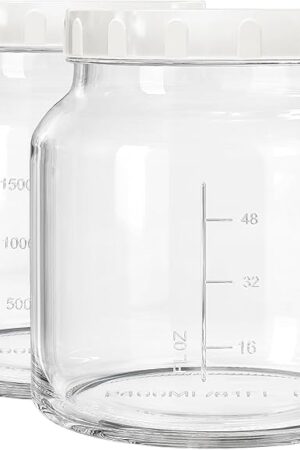 2 Pack 79 Oz Glass Jars with Lids, 100% Airtight and Leak-proof Half Gallon Mason Jar, Pickle Jar Mason Jar Wide Mouth for Cold Brew, Kombucha, Ice Tea, Pickle Eggs, Flour, Sugar