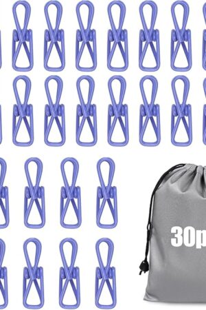 Vivinin Chip Clips, 30PCS Bag Clips, Used for Chip, Food, Organizing Office or School Files, Clothesline Holders, Clothes Pins (Purple)