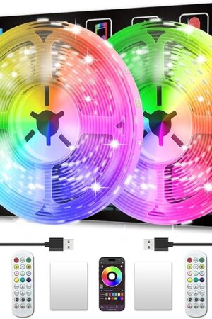 Battery Powered Led Strip Lights 13ft, 2x6.5ft USB/Battery Operated RGB LED Lights Birthday Christmas Gift with Remote for TV Backlight, Bedroom, Camping
