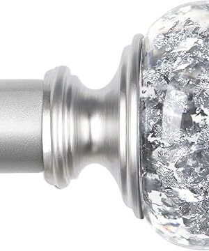 Curtain Rod 32 to 58 Inches (2.6-4.8ft), USFOOK 7/8 inch Telescoping Splicing Curtain rods for Windows 20 to 54 inches, Silver Decorative Drapery Rods for Home with Translucent Finials
