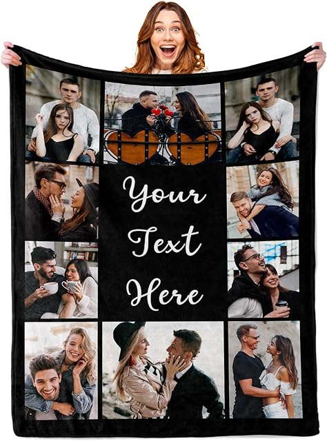 Custom Blanket Personalized Picture Blanket for Dad Mom Girlfriend Boyfriend Wife Husband