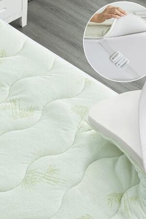 Viscose Twin XL Mattress Topper Pad, Dual Layer 2 Inch Cooling Thick Foam Mattress Topper Twin XL for College Dorm Room Essential, Non-Slip Mattress Pad, Light Green