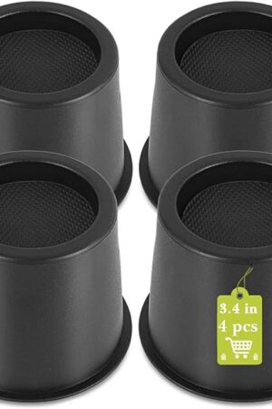 4 Pack Furniture Risers 4 Inch, Bed Risers Heavy Duty for Table Desk Couch Chair Sofa Cabinet Bed Frame Dorm, Round Table Leg Risers Lift Height 3.4", Black