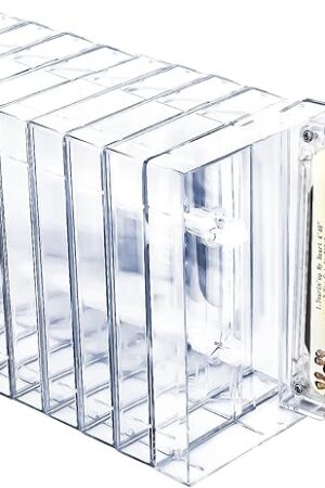 10-Pack Cassette Tape Storage Cases & Holder - Clear Plastic Audio Cassette Organizer with Anti-Scratch/Dust Protection, Classic Norelco-Style Replacement Boxes (4.28"L x 2.75"W x 0.6"H)