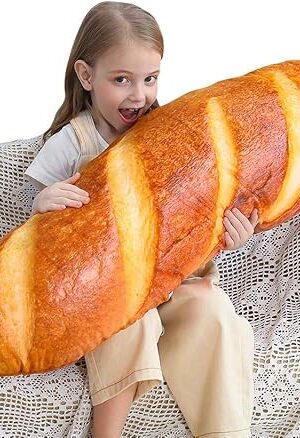 Wepop 40 in 3D Simulation Bread Shape Pillow Soft Lumbar Baguette Back Cushion Funny Food Plush Stuffed Toy