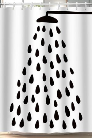Black and White Shower Curtain Water Drop Shower Curtain for Bathroom Waterproof Polyester Fabric Modern Shower Curtains with 12 Pcs Hook, 72X72 Inch