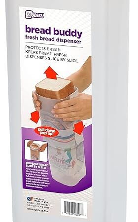 Buddeez Bread Buddy Bread Box – Keeps Bread Loaves Fresh - Red Lid, Pack of 1