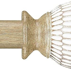 Curtain Rods for Windows 16 to 48 Inches Adjustable Length 1 Inch Diameter Window Curtain Rod with Wood Grain Leaf Pattern Finials,for Heavy Duty Curtains Rods
