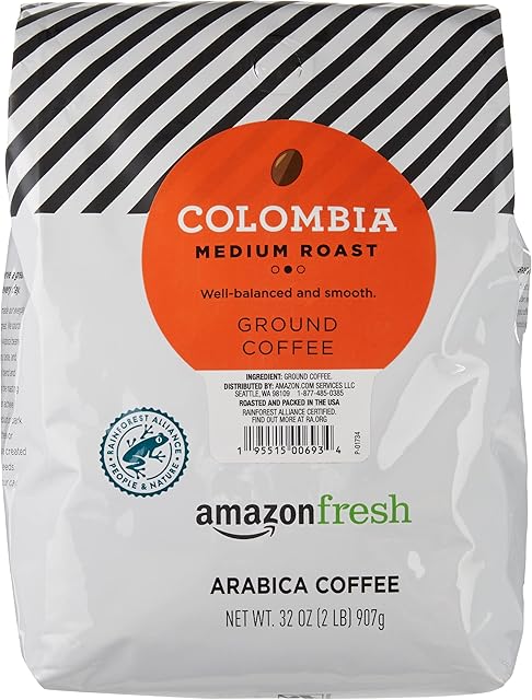 Amazon Fresh, Colombia Ground Coffee, Medium Roast, 32 Oz