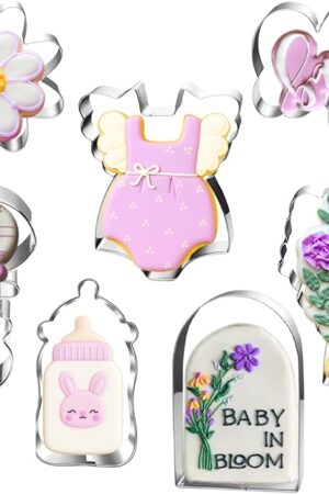 Wildflower Baby Shower Cookie Cutters Set - 7-Piece - Stainless Steel - Dishwasher Safe - Perfect for Baby in Bloom Baby Girl Baby Shower