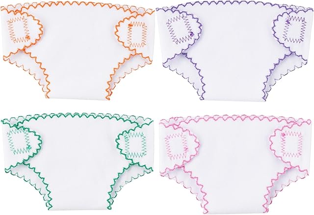 The BABESIDE 4 Pcs Baby Doll Diapers, Babies Underwear for 12-15 Inch Dolls, Washable Diaper fit Newborn Doll, Baby Doll Accessories Babies Pretend Play Set