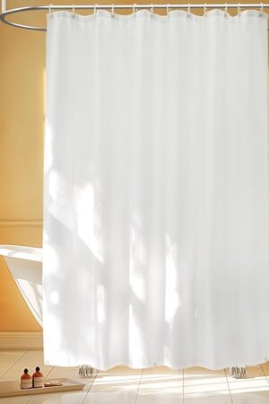 Waterproof Fabric Shower Curtain Liner with 3 Extra-Large Magnets, 72 x 72 inch Washable Cloth Shower Liner Odorless Hotel Quality, Neutral White Lightweight Shower Curtain for Bathroom