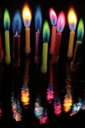 Amazing Colorflame Multicolor Happy Birthday Candles and Holders (12 Count),Unscented