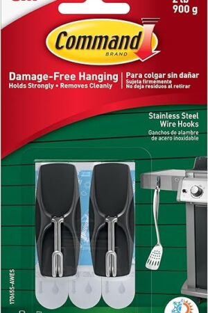 Command Toggle Wall Hooks, Black Wire, 2 Hooks