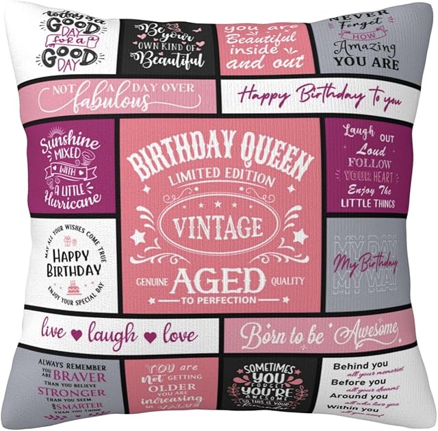 Birthday Gifts for Women Best Friend, Birthday Decorations/Presents for Woman Mom Daughter, Christian Birthday’s Gifts for Wife/Sister/Grandma/Aunt Backdrop Throw Pillow Covers 18 x 18 Inch