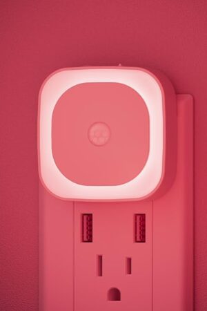 2 Pack Plug in Night Light with Motion Sensor & Dusk to Dawn Sensor, 3 Sensor Modes, Red Night Lights Plug into Wall, Dimmable Nightlight for Bedroom, Bathroom, Indoor, for Adults, Kids
