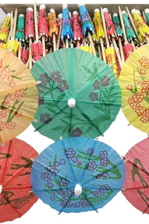 Cocktail Umbrella Parasol Picks 4 Inch Pack 144 Assorted Colors,Drink Umbrella Toothpicks for Drink&Food, Decorative toothpicks for Party,Hotel, Restaurant,Hawaiian Party,Children's Day