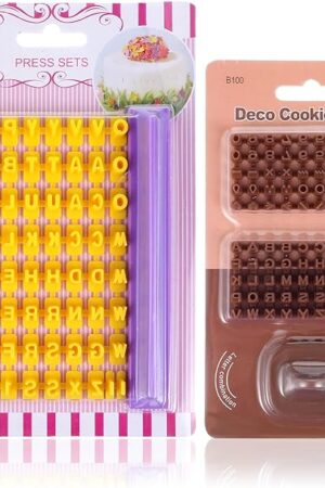 Complete 172 Pcs Alphabet & Number Stamp Set | Cookie & Cake Embosser for Baking Decorations | Easy Press Letter Stamps for Dough, Fondant, Clay | DIY Personalized Cookie Stamps Kit