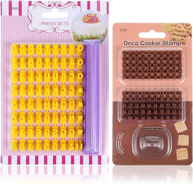 Complete 172 Pcs Alphabet & Number Stamp Set | Cookie & Cake Embosser for Baking Decorations | Easy Press Letter Stamps for Dough, Fondant, Clay | DIY Personalized Cookie Stamps Kit