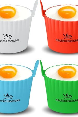 Air Fryer Baking Ramekins – Premium Food-Grade Silicone Mold Cups – Easy Release Nonstick Bakeware Set, 4-Pack for Eggs, Muffins, Cupcakes, Puddings, Tarts, Custards, and More!