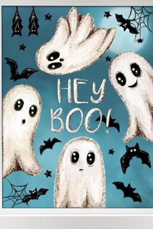6 Sheets Halloween Window Clings Large Halloween Ghosts Window Decals Double Side Scary Ghosts Bat Stickers for Holiday Home Office School Decor Glass Decoration