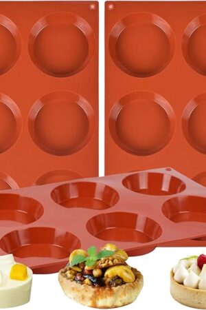 3 Pack Silicone Egg Molds Muffin Top Pans for Baking/Non-Stick 3 inch 6-Cavity Round Muffin Egg Molds for Whoopie Pie Pan, Corn Bread, Candy