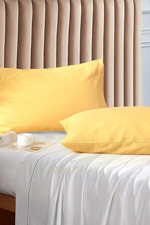 EVOLIVE Ultra Soft Brushed Microfiber Standard Size 20"x30" Pillowcases Pair Set of 2 with Envelope Closure (20"x30" Standard, Yellow)