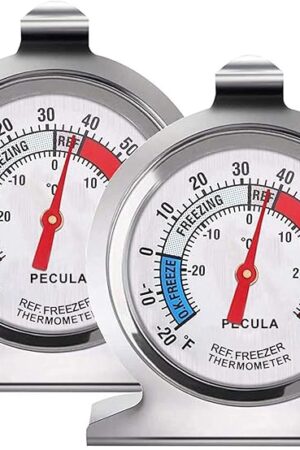 2 Pack Refrigerator Thermometer, 30-30°C/20-80°F, Classic Fridge Thermometer Large Dial with Red Indicator Thermometer for Freezer Refrigerator Cooler